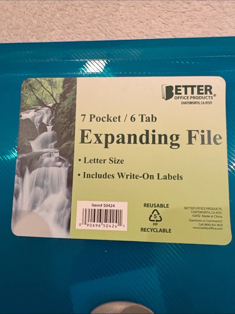 SET OF THREE 7-Pocket Expanding Files - Blue, Pink & Green NWT